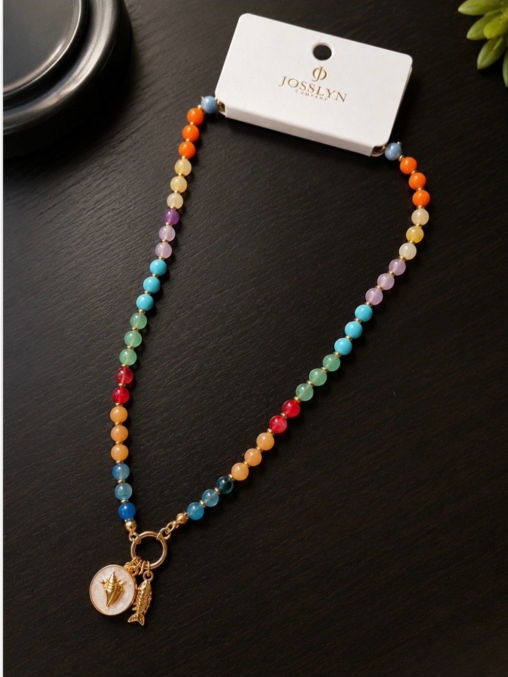Multi-Color Beaded Charm Necklace